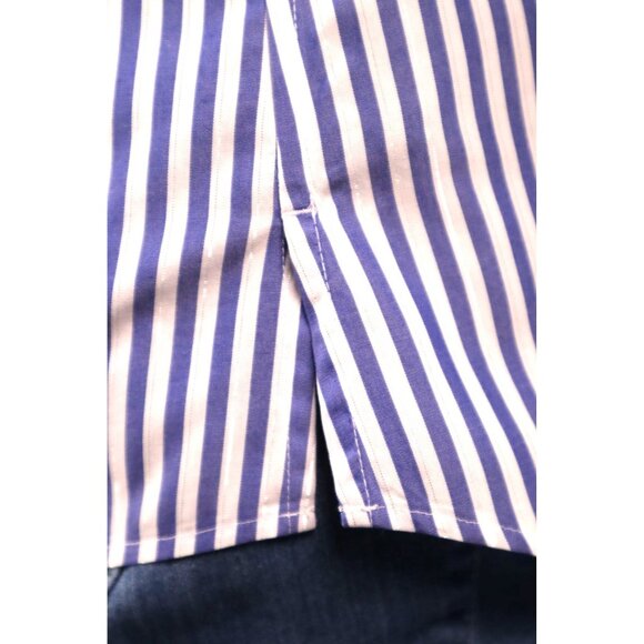 Chicos Blue & White Striped No-Iron Button-Up Shirt Womens Size 1 (M) 95% Cotton - Picture 6 of 11